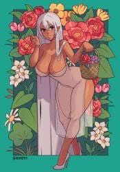 2hot! big_ass big_breasts big_butt big_thighs big_titties breasts brown_skin clothing commission curvaceous curvaceous_female curvaceous_figure curvy curvy_figure curvy_hips elf_ears female female_focus female_only long_hair original original_character white_hair