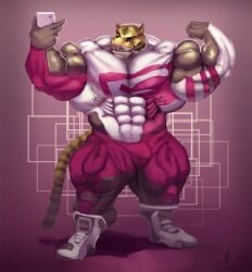 abs biceps feline male muscles muscular muscular_arms muscular_legs muscular_male muscular_thighs pecs tail tiger