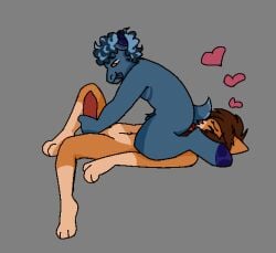 69_position ambiguous_gender anthro bovid caprine domestic_cat duo facesitting felid feline felis goat humanoid male male/male mammal oral sex sitting_on_another urfavvpuppy