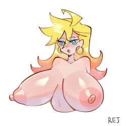 1girls angel big_breasts blonde_hair blue_eyes breasts earrings eyeshadow female hoop_earrings long_hair nude nude_female panty_&_stocking_with_garterbelt panty_anarchy rej solo solo_female