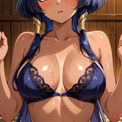 ai_generated bra candace_(genshin_impact) genshin_impact no_face onsen pumpkin1075