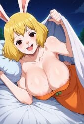 ai_generated bed bed_invitation big_breasts breasts carrot_(one_piece) cum cum_on_breasts furry one_piece razhdeluxe