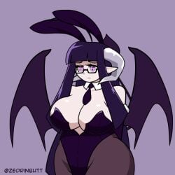 1girls animated arms_behind_back ass breasts bunnysuit collar female female_focus female_only glasses hips large_ass large_breasts mimi_(zedrin) pointy_ears purple_eyes purple_hair succubus succubus_horns succubus_wings swaying swaying_breasts tail thick_thighs thighs tie wide_hips wings zedrin