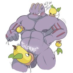 1boy abs angry artist_request bellsprout deepthroat fellatio interspecies machoke male male_only muscular muscular_male nintendo nipple_suck nipples oral penis plant pokemon pokemon_(species) saliva smooth_skin sucking text vein video_games weepinbell