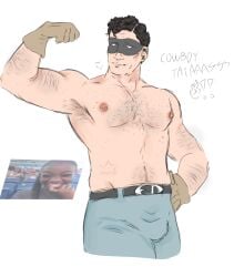 bara big_pecs cowboy lone_ranger male masked_male shirtless_male tv_show vintage western yaoi