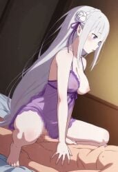 ai_animation ai_generated animated breasts emilia_(re:zero) female naked_female nude nude_female pussy re:zero_kara_hajimeru_isekai_seikatsu sexy_body vagina