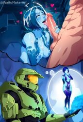 343_industries ai_generated bedroom blue_nipples blush cortana cum cum_in_mouth cum_on_body cum_on_breasts cum_on_face halo_(game) halo_(series) halo_4 handjob hi_res high_quality high_resolution highres huge_cock imagination licking_penis master_chief medium_breasts microsoft motion_lines nipples nude_female nude_male nude_male_clothed_female smirk smirking_at_partner think_bubble thinking_about_sex veiny_penis waifumakerart