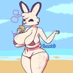 1:1 absurd_res anthro aquatic_gastropod ass beverage big_ass big_breasts big_butt bikini breasts bubble_tea clothing female gastropod hi_res huge_ass huge_breasts huge_butt hyper hyper_breasts jorunna_parva marine micro_bikini mollusk nokamiwd nudibranch sea_slug simple_background slug solo swimwear thick_thighs two-piece_swimsuit wide_hips