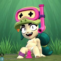 ai_generated alli alli_(brawl_stars) brawl_stars breasts female green_hair green_skin hackwork pussy