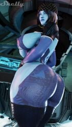 big_ass big_breasts blue_body blue_eyes blue_hair blue_skin cortana halo halo_(game) halo_(series) halo_4 skelly3d thick_ass thick_butt thick_legs thick_thighs thighs