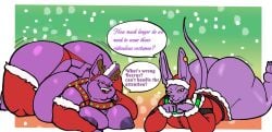 beerus champa christmas christmas_decorations christmas_hat christmas_headwear christmas_outfit christmas_present dragon_ball dragon_ball_super feline feline gay god pulling_underwear underwear yifforroarts