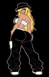 1girls badjujuarts caked_up commission commission_art dat_ass double_cheeked_up female fiona_(hpontiqtonicq) hair_over_one_eye long_hair long_hair_female smug smug_expression smug_face sneakerhead solo solo_female solo_focus tan_body tan_skin tan_skinned_female tomboy watermark wearing_hat