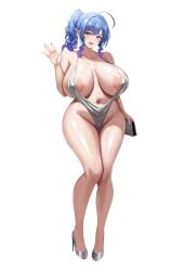 1girls azur_lane blue_hair breasts female hi_res hips huge_breasts jasony light-skinned_female light_skin long_hair naughty_face side_ponytail st._louis_(azur_lane) st._louis_(luxurious_wheels)_(azur_lane) thick_thighs thighs wide_hips