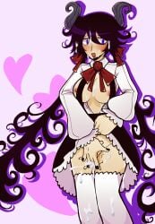 1girls breasts cum digital_media_(artwork) female female_focus female_only fingering_self funamusea genderswap_(mtf) half-dressed implied_after_sex implied_sex rule_63 satanick satanicka standing_masturbation