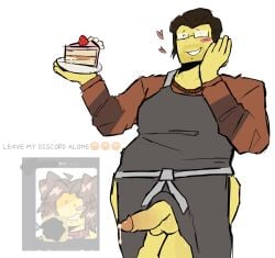 blood_debt brown_hair cake_slice exposed_penis glasses leaking_cum oksan_rhyosa