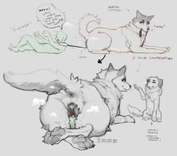 absurd_res animal_genitalia animal_vulva anon bodily_fluids canid canine canine_genitalia canine_vulva canis casual_sex cunnilingus domestic_dog dominant dominant_female dominant_feral english_text faceless_character faceless_male facesitting female feral fluffy forced forced_bestiality forced_cunnilingus forced_oral genital_fluids genitals group hi_res human husky hybrid katya_(syn-6) larger_female leash leash_pull male male/female mammal musk musk_clouds musky_pussy nordic_sled_dog oral overweight overweight_female paws questionable_consent raised_tail sex sitting_on_another size_difference sniffing spitz syn-6 tail talking_to_another text trio vaginal_fluids vaginal_penetration vulva_sniffing wolf zoophilia