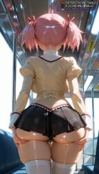 1girls ai_generated ass ass_focus ass_grab ass_support back back_bow backboob black_panties black_skirt bow breasts deep_skin facing_away from_behind grabbing_own_ass hair_ribbon hands_on_ass hands_on_own_ass huge_ass jacket juliet_sleeves kaname_madoka large_breasts long_sleeves mahou_shoujo_madoka_magica median_furrow meitabuu microskirt miniskirt mitakihara_school_uniform panties pink_hair plaid plaid_skirt pleated_skirt public_indecency puella_magi_madoka_magica puffy_sleeves red_ribbon ribbon school_uniform shiny_skin shirt short_hair short_twintails skindentation skirt solo standing sweat thick_thighs thigh_gap thighhighs thighs train_interior twintails underbuttmadoka_kaname underwear white_thighhighs yellow_jacket