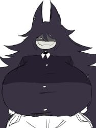 1girls arms_behind_back big_breasts breasts clothed clothed_female clothing female fundamental_paper_education hi_res horn huge_breasts long_hair massive_breasts miss_circle_(fundamental_paper_education) momiji_(artist) shadow_face smirk smirking_at_viewer solo tagme wide_hips