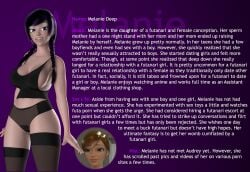1futa 1girls agent_red_girl audrey_(agent_red_girl) big_ass big_breasts big_hips black_hair character_sheet light-skinned_female melanie_(agent_red_girl) twintails