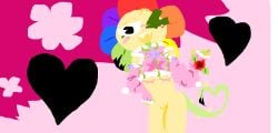 amateur_artist black_blood black_hearts blush dandy_(dandy's_world) dandys_world female femboy femboy_dandy green_tongue male male_only mastectomy_scar pussy pussy_juice_leak top_surgery_scars transmasc vines winking
