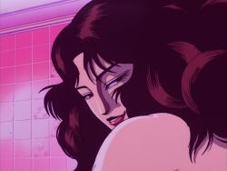 anime big_breasts big_hair breast_grab breast_squeeze breasts handjob naked naked_female older_male soap_girl_(wicked_city) soapland straddling sucking_nipples tagme video