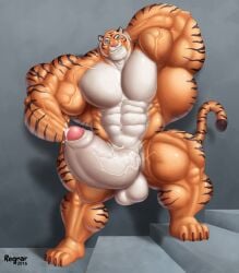 abs balls biceps feline male muscles muscular muscular_arms muscular_legs muscular_male muscular_thighs pecs penis regnar testicles tiger