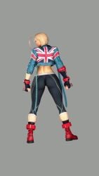 1girls cammy_white cammy_white_(street_fighter_6) capcom female female_focus female_only from_behind game_screenshot highres jacket leggings skin_tight solo street_fighter street_fighter_6 tagme thick_thighs thighs union_jack video walking