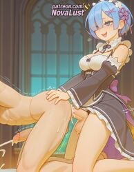 1boy 1futa 2025 ai_generated anal artist_name blue_eyes blue_hair blush cock cum cum_in_ass cum_on_self cum_while_penetrated detached_sleeves dick dress ejaculation erection frills futa_with_male futanari hair_ornament hair_over_one_eye hair_ribbon handsfree_ejaculation hi_res high_quality high_resolution highres maid maid_headdress male_focus multiple_boys multiple_penises novalust open_mouth otoko_no_ko patreon patreon_username penis pink_ribbon precum projectile_cum re:zero_kara_hajimeru_isekai_seikatsu rem_(re:zero) ribbon roswaal_mansion_maid_uniform short_hair smile stable_diffusion testicles trembling twitching_penis uncensored watermark white_apron