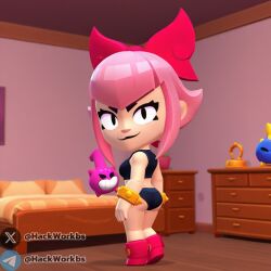 ai_generated ass bra brawl_stars breasts female hackwork kpop_girl melodie_(brawl_stars) panties pink_hair pussy