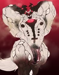 2025 abs anthro armpit_fetish armpit_hair barazoku big_muscles big_pecs black_body black_fur black_teeth bodily_fluids body_hair canid canine canis clothed clothing demon eyes_everywhere fur ghangaji happy_trail hi_res horn huge_muscles hybrid male mammal multi_eye multi_nipple muscular muscular_anthro muscular_male musk musk_clouds musky_armpit nipples open_mouth open_smile pecs raised_arms red_sclera smelly_armpits smile solo stink_fumes sweat sweaty_armpit sweaty_body sweaty_legs teeth thong thong_only topless underwear underwear_only vein veiny_muscles white_body white_fur wolf