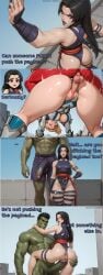 2boys 2boys2girls 2girls 2girls2boys ai_generated big_ass big_penis blue_hair carrying carrying_partner dialog dialogue emma_frost emma_frost_(marvel_rivals) english english_dialogue english_text hulk imminent_penetration marvel marvel_comics marvel_rivals psylocke psylocke_(marvel_rivals) size_difference spider-man story tease teasing text velvet_nymph