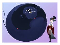 2boys blitzo_(helluva_boss) blue_body blue_skin blue_skinned_male blueberry_inflation helluva_boss inflation inflation_sequence male male_inflation male_only ripped_clothing round_body sequence spherical_inflation stolas_(helluva_boss) stretched_clothing sunken_head sunken_limbs swelling zoll_draws