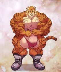 abs balls biceps feline male muscles muscular muscular_arms muscular_legs muscular_male muscular_thighs pecs penis tail testicles tiger