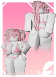 1girls 3d artist_request ass bikini bra breasts female looking_at_viewer panties pink_bikini pink_hair posing roblox robloxian source_request standing tagme thighs white_skin