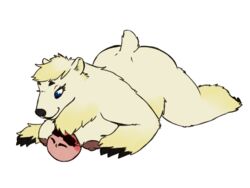 2019 4:3 anthro ass big_breasts big_butt blue_eyes breasts curvaceous digital_media_(artwork) duo female fur hi_res mammal polar_bear ravenpen15 ravenpen21 simple_background slightly_chubby ursid ursine white_background white_fur yellow_fur