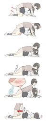 1boy 1girls after_sex ass bigger_male black_skirt blush bottomless bottomless_male brown_hair closed_eyes clothed_sex clothing comic cum cum_in_pussy cum_in_uterus cum_inside doggy_style female flat_colors from_behind long_hair male open_mouth penetration penis prone_bone punyazuko pussy school_uniform sequential sex shirt simple_background skirt skirt_lift smaller_female socks spread_legs tall_image uniform uterus vaginal_penetration white_background white_shirt x-ray