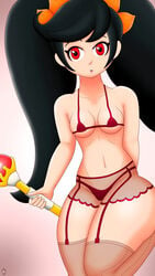 ashley_(warioware) bad_censor bikini_censor covered_nipples covering covering_crotch female lingerie mario_(series) rbghost solo warioware