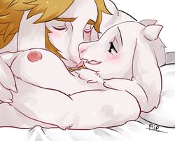 2016 anthro anthro_only areola asgore_dreemurr asgoriel bed blonde_hair blush boss_monster breasts caprine closed_eyes couple duo facial_hair female female_anthro furry furry_female furry_male furry_only goat hair horn horns husband_and_wife long_ears lying male male/female male_anthro male_only mammal mature mature_female mature_male monster monster_girl naked_female naked_male nipples nude nude_female nude_male on_bed pillow rie_(artist) straight toriel undertale undertale_(series) upper_body video_games