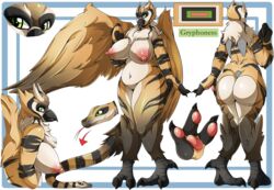 2016 anthro anthrofied ass avian beak big_breasts breasts feathered_wings feathers female gryphon looking_at_viewer nipples nude pussy solo suddenhack wings