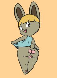 2016 animal_crossing ass bonbon_(animal_crossing) female furry loodovono looking_at_viewer looking_back nintendo pussy tape