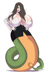 absurdres areola_slip breasts female female_only gigantic_breasts highres hybrid original rattlesnake snake solo zetarok