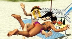 2girls 3d asian black_hair brazilian brazilian_female breasts capcom dark-skinned_female dark_skin female karin_kanzuki latina laura_matsuda long_hair red_ass rose-byanyother-name spanked spanking street_fighter street_fighter_v video_games