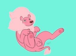 animal_genitalia balls cartoon_network feline feral flat_colors fully_sheathed kaptcha lion lion_(steven_universe) lying male male_only mammal mane on_back pawpads quadruped reclining sheath solo spread_legs spreading steven_universe sweat sweatdrop