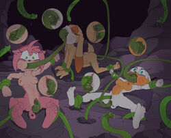 3_holes_1_tentacle all_fours all_holes all_the_way_through amy_rose anthro armpits bat breasts cream_the_rabbit female forced fuf hedgehog lagomorph multiple_subs pussy rabbit rouge_the_bat sonic_(series) spread_eagle stomach_bulge tentacle uncensored