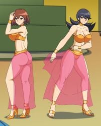 ass ass belly_dancer belly_dancer_outfit dlobo777 harem_girl harem_outfit hypnosis hypnosis hypnotic_eyes jasmine_(yu-gi-oh!) loincloth mindy_(yu-gi-oh!) momoe_hamaguchi yu-gi-oh! yu-gi-oh!_gx