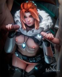 1girl2boys 1girls 2_penises 2boys 3d 3d_model 3d_render alexavlewd blizzard_entertainment breasts danish double_handjob female freckles freckles_on_face freja_(overwatch) freja_skov fur_trim fur_trim_(clothing) ginger ginger_female ginger_hair green_eyes handjob hands_on_penis high_quality high_resolution highres holding_penis hunter huntress light-skinned light-skinned_female light_skin light_skinned_female looking_at_viewer meltoriku mets3d nipples nordic overwatch overwatch_2 pussy render seductive seductive_look sexy threesome topless topless_female uniform video_game video_game_character video_game_franchise video_games viking viking_female
