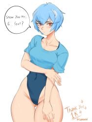 big_ass big_breasts big_breasts big_butt big_thighs big_titties bikini blue_hair breasts curvaceous curvaceous_female curvaceous_figure curvy curvy_figure curvy_hips female female_focus female_only looking_at_viewer neon_genesis_evangelion puraraw rei_ayanami short_hair talking_to_viewer