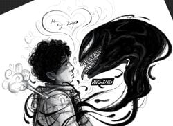 blush cute_face date_everything domination heavy_breathing hector_(date_everything) hector_valentino_airnesto_condicionado looking_at_another male marvel saliva saliva_trail steam symbiote venom venom_(marvel) yaoi