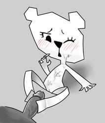 anthro bear blush cartoon_network cum cum_on_face female foot_fetish footjob male mammal monochrome paper penis pussy teri_(tawog) the_amazing_world_of_gumball unknown_artist young