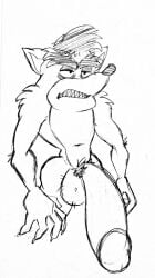 1boy 2019 anthro ass balls bandicoot big_balls big_penis crash_(series) crash_twinsanity evil_crash flaccid furry furry_only lynnsdarkside male male_only marsupial monochrome penis pubic_hair simple_background solo video_games white_background